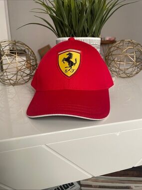 Ferrari Kids Red Baseball Cap with Yellow Shield Logo